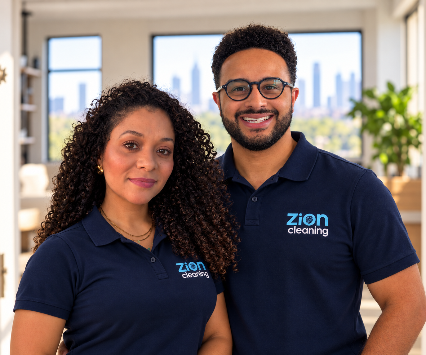 Zion Cleaning team of two uniformed technicians at a New York apartment